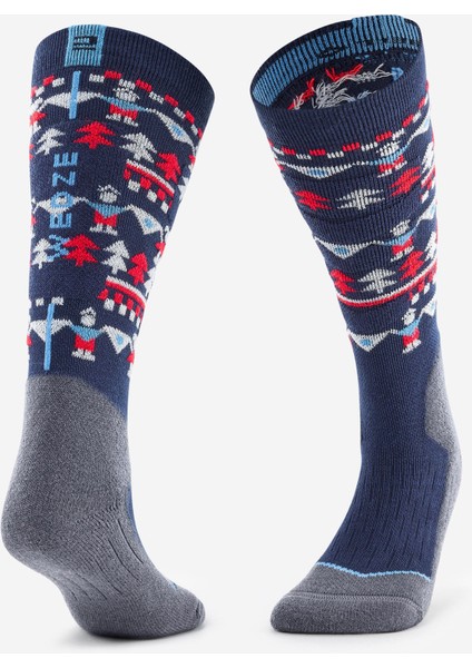 Wedze Çocuk Kayak/Snowboard Çorabı - Mavi Desenli - 100