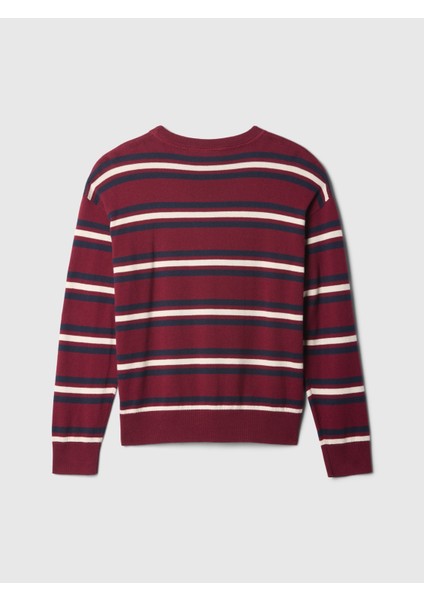 Erkek Çocuk Bordo Desenli Intarsia Kazak modelleri