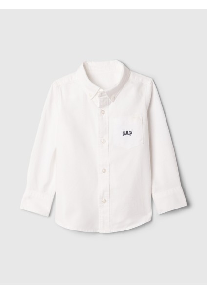 Erkek Bebek Beyaz Gap Logo Oxford Gömlek