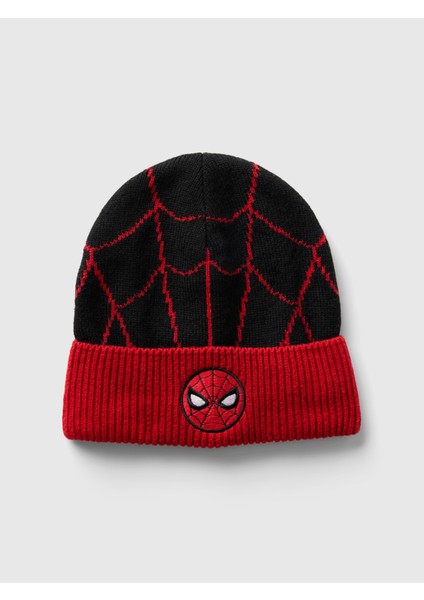 Erkek Çocuk Siyah Marvel Spider-Man Grafikli Bere