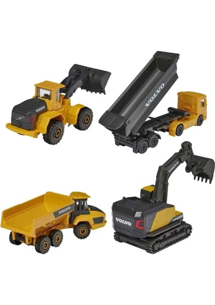 Majorette Volvo Construction 4\'lü Koleksiyon Minik Kamyon Kepçe Paketi