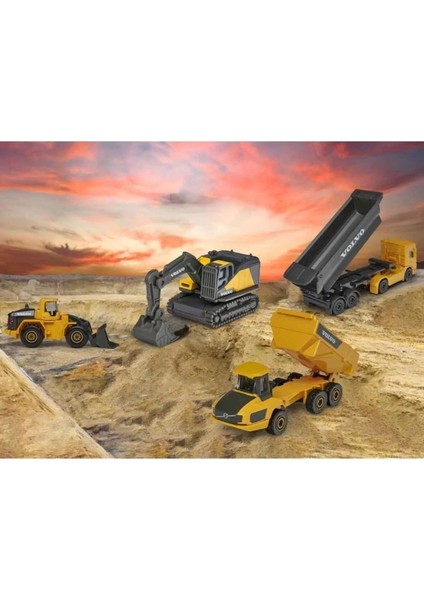 Majorette Volvo Construction 4\'lü Koleksiyon Minik Kamyon Kepçe Paketi