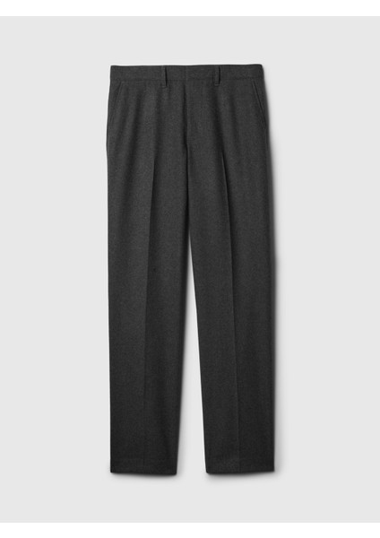 Erkek Siyah Yün Karışımlı Straight Fit Pantolon