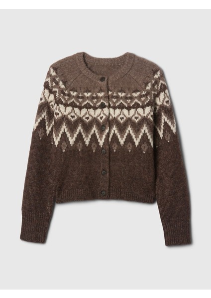 Kadın Kahverengi Fair Isle Desenli Crop Hırka fiyatları