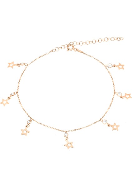 Yıldızlı Model Zirkon Taşlı Sallantılı Gümüş Kadın Ayak Halhal modelleri