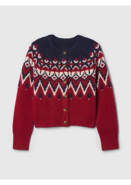 Kadın Bordo Fair Isle Desenli Crop Hırka fiyatları