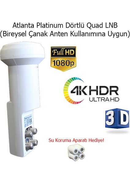 Platinum Quad Dörtlü Dört Çıkışlı LNB (Full HD/4K)