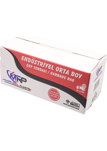 Endüstriyel Orta Boy Çöp Torbası 55 x 60 cm Siyah 25'li Rulo 500 Adet 1 Koli