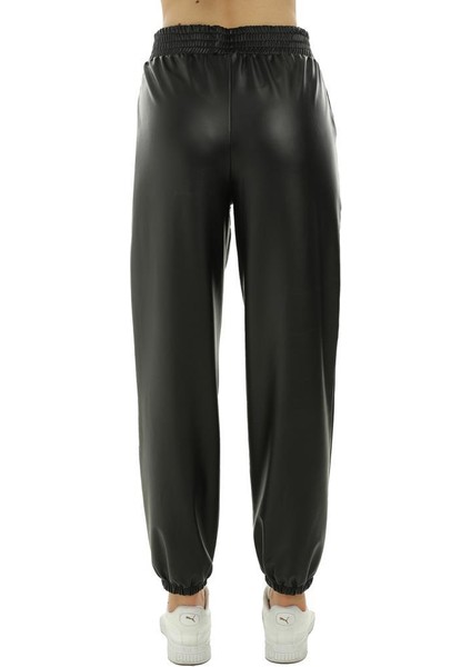 Yüksek Bel Deri Görünümlü Paçası Lastikli Jogger Pantolon 5016 fırsatları