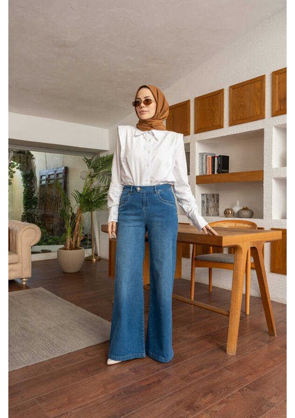 1067-DENIM Bol Paça Pantolon Mavi