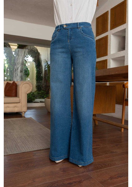 1067-DENIM Bol Paça Pantolon Mavi