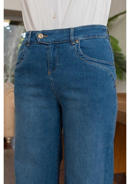 1067-DENIM Bol Paça Pantolon Mavi