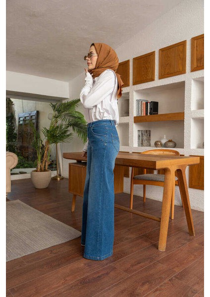 1067-DENIM Bol Paça Pantolon Mavi