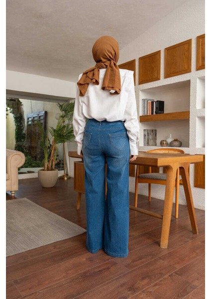 1067-DENIM Bol Paça Pantolon Mavi