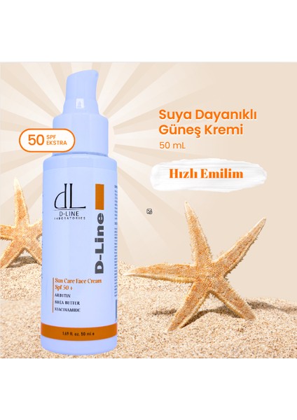 D Line Yüz Güneş Koruma Kremi, Spf 50, Arbutin ve Niacinamide, Cildinizi Güneşe Karşı Koruyun