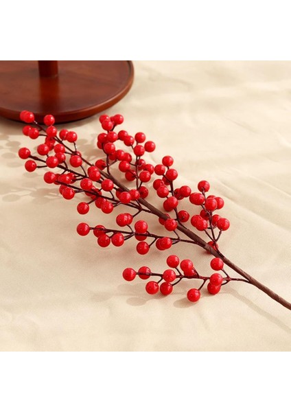Yapay Çiçek Kokina Uzun Dal 63 cm Yılbaşı Çiçeği Red Berry
