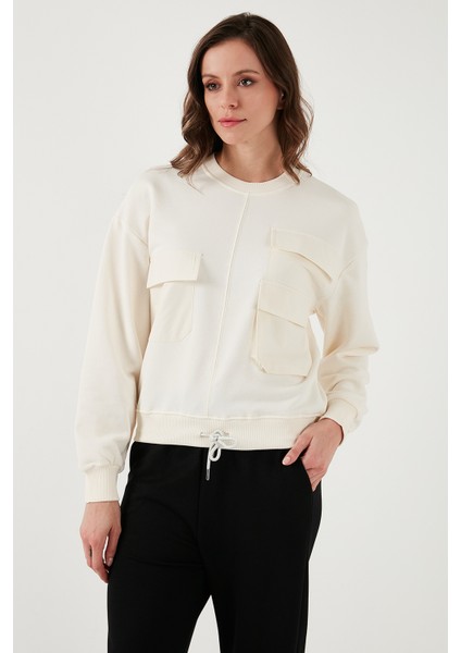 Pamuk Karışımlı Regular Fit Bisiklet Yaka Cepli Sweat Bayan Sweat 24K0102K1 fiyatları