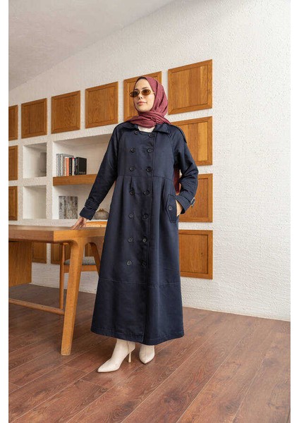 6632-REGLAN Kollu Süs Pileli Lens Ceket Lacivert