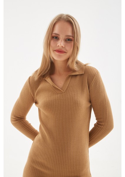 Standart Fit Polo Yaka Fitilli Mini Elbise Bayan Elbise 24K0275K1 modelleri