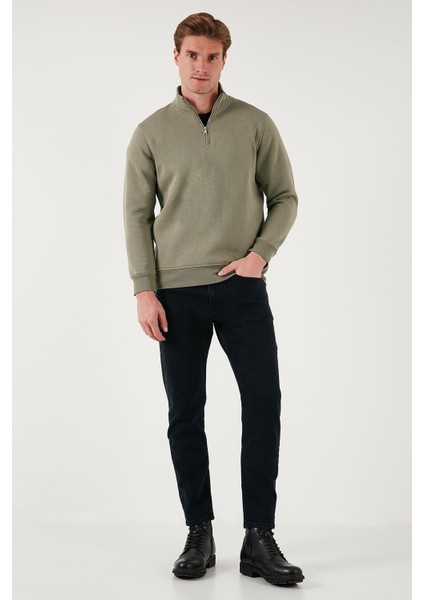Pamuklu Regular Fit Yarım Fermuarlı Dik Yaka Sweat Erkek Sweat 59052592 fiyatları