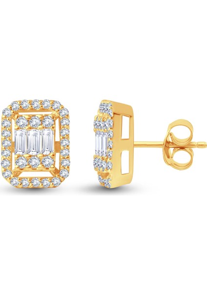 0.30 Karat Pırlantalı Baget Küpe