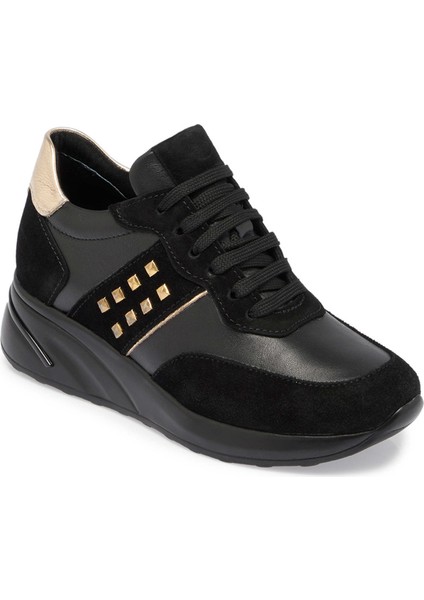 Siyah Hakiki Deri Kadın Sneaker - K24S1AY67721-A23