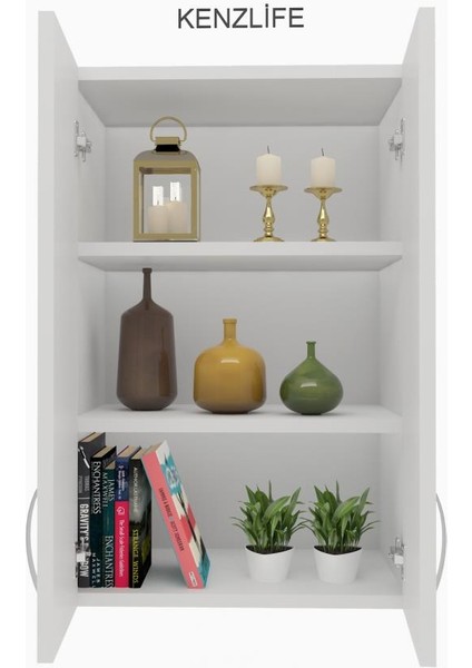 Kenzlife mutfak dolabı idil 060.060.32 byz 2 raflı kapaklı ofis banyo kiler evrak kitaplık