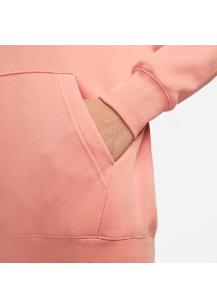 Sportswear Hoodie Fleece Şardonlu Kapüşonlu Bol Kesim Sweatshirt Pembe modelleri