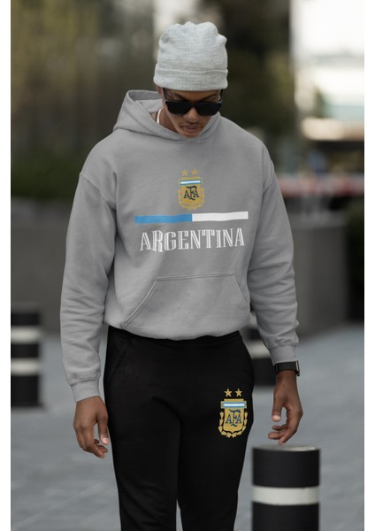 Arjantin Milli Takım Baskılı Unisex Kapüşonlu Eşofman Takımı Sweatshirt