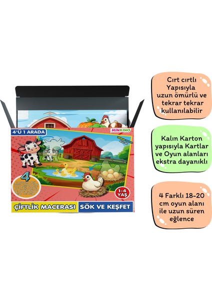 1-4 Yaş Çiftlik ve Hayvanlar Seti (Cırt Cırtlı, Magnetli)