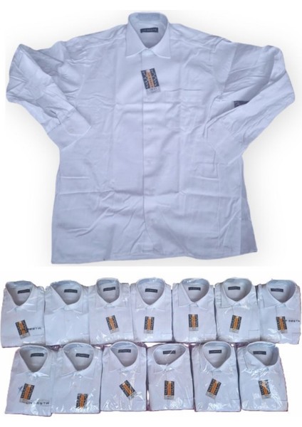 PARTİ KALIN KUMAŞ M BEDEN BEYAZ KLASİK MODEL 3 ADET CEPLİ UZUN KOLLU KIŞLIK GÖMLEK