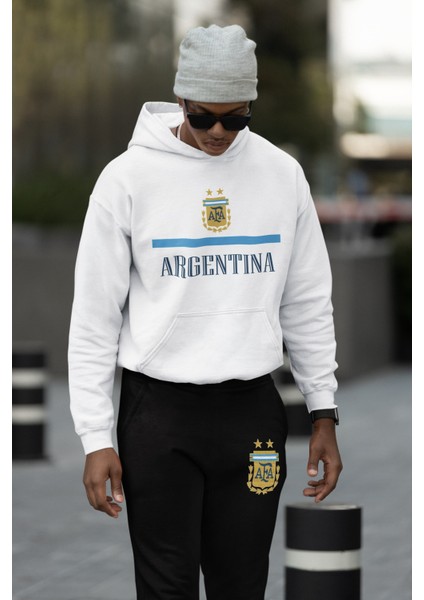 Arjantin Milli Takım Baskılı Unisex Kapüşonlu Eşofman Takımı Sweatshirt