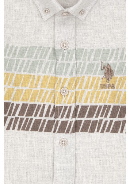 Erkek Çocuk Ekru Gömlek Desenli 50297397-VR019