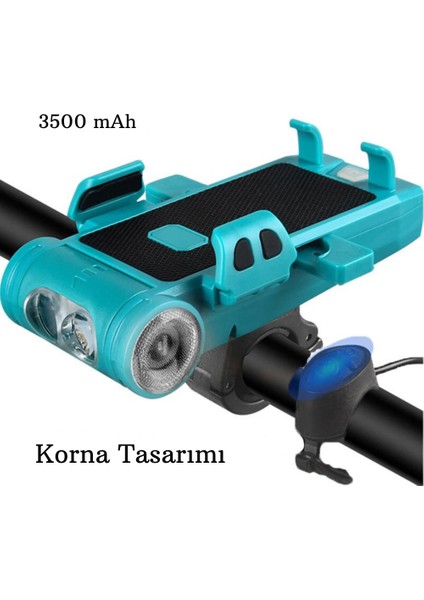 5in1 Bisiklet Feneri Şarjlı Telefon Tutucu+Korna +Sis Farı 3500MAH Powerbank Scooter fiyatları