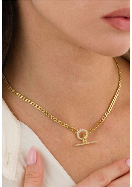 14 K Gold Kaplama 925 Ayar Gümüş Choker Gurmet T Kilit Zincir fiyatları