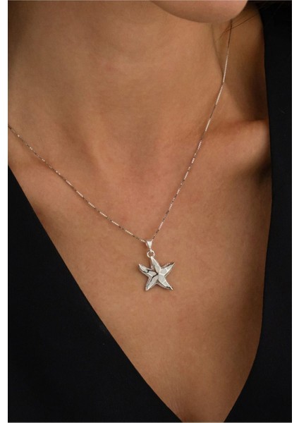 14 K White Gold Kaplama 925 Ayar Gümüş Opalit Deniz Yıldızı Kolye modelleri