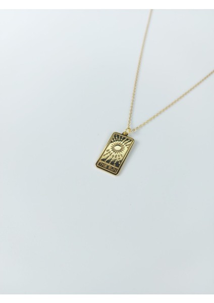 14 K Gold Kaplama 925 Ayar Gümüş Güneş Tarot Kolye