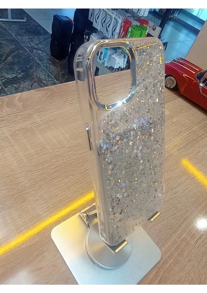 Apple iPhone 13 Uyumlu Simli Kamera Çerçevesi Metal Kapak Tuşları Metal Kılıf