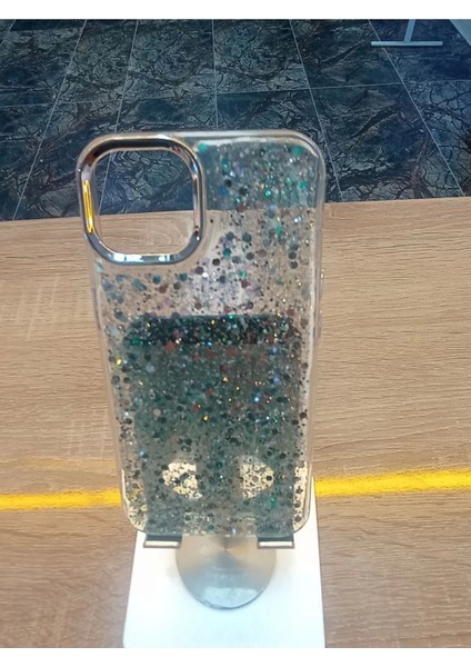 Apple iPhone 13 Uyumlu Simli Kamera Çerçevesi Metal Kapak Tuşları Metal Kılıf
