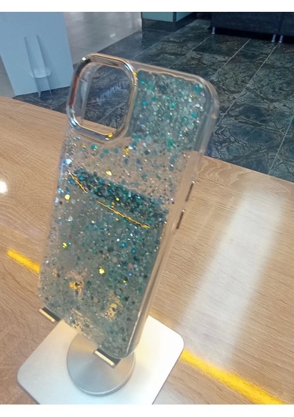 Apple iPhone 13 Uyumlu Simli Kamera Çerçevesi Metal Kapak Tuşları Metal Kılıf