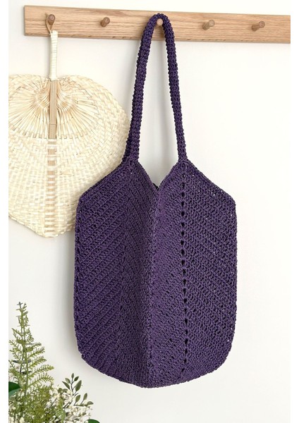 Hasır Omuz Çantası, Yazlık Çanta, Rafya Çanta, Plaj Çantası, Örgü Çanta, Tote Çanta, Mor Çanta modelleri