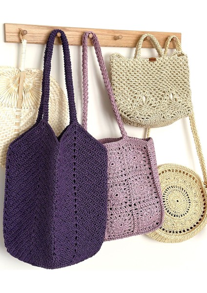 Hasır Omuz Çantası, Yazlık Çanta, Rafya Çanta, Plaj Çantası, Örgü Çanta, Tote Çanta, Mor Çanta indirimleri