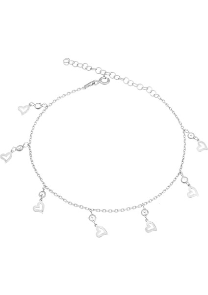 Kalpli Model Zirkon Taşlı Sallantılı Gümüş Kadın Ayak Halhal