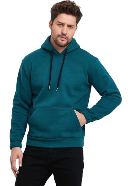 Erkek Kolu Lastikli Kapşonlu Sweat