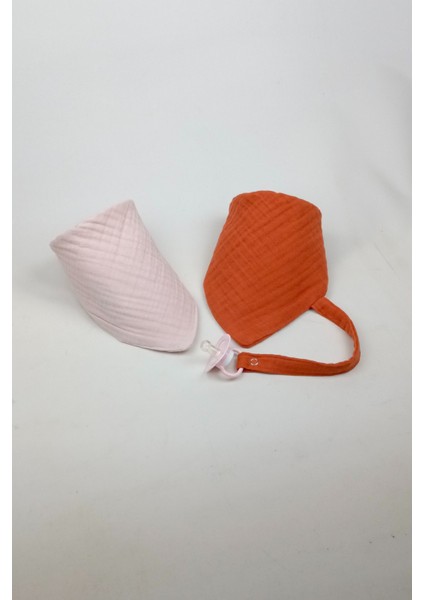 2'li %100 Pamuk 8 Katlı Müslin Emzik Askılıklı Kız Erkek Bebek Salya ve Mama Önlüğü *kiremit*pembe fiyatları