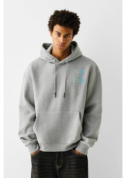 Baskılı Kapşonlu 3 Iplik Sweatshirt FM1.112GÖ
