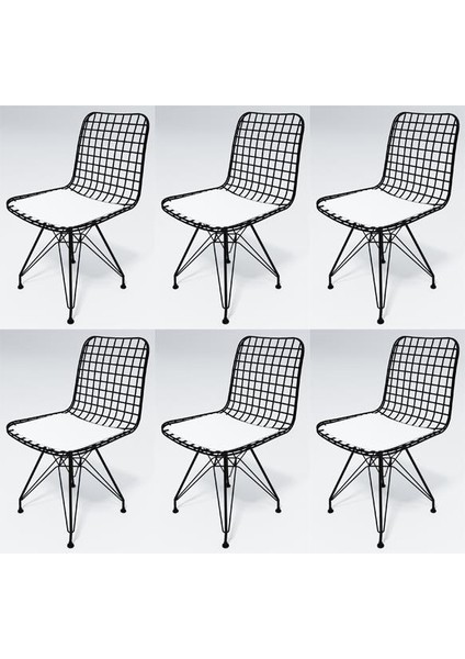 Knsz kafes tel sandalyesi 6 lı mazlum syhbyz ofis cafe bahçe mutfak