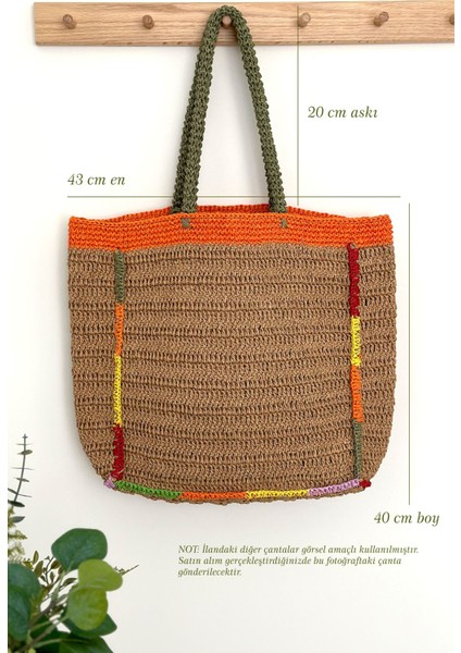 Hasır Plaj Çantası, Büyük Plaj Çantası, Örgü Plaj Çantası, Hasır Çanta, Renkli Plaj Çantası Turuncu fırsatları