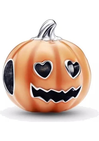 Cadılar Bayramı Balkabağı Charm 925 Ayar Gümüş