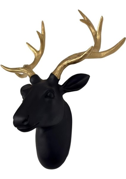 Gold Boynuzlu Geyik Duvar Dekoru